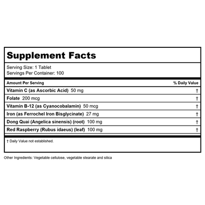 Now Foods Iron Complex Vegetarian 100 Tablets - 1440 - 6 Pack - Supplement Facts panel