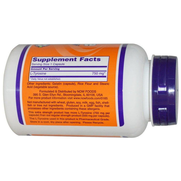 Now Foods L - Tyrosine 750 mg Extra Strength 90 Vcaps - 0165 - The Oasis of Health