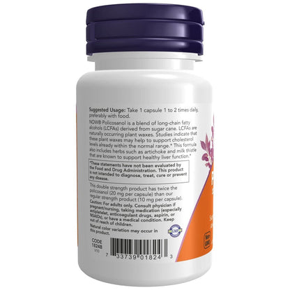 Now Foods Policosanol Double Strength 20mg 90 Vcaps - 1824 - The Oasis of Health
