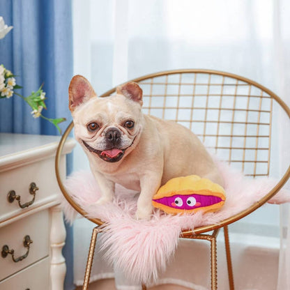 Hugsmart Products Inc dog toys Ocean Pals Peeky Eye Clam Plush Squeak Dog Toy