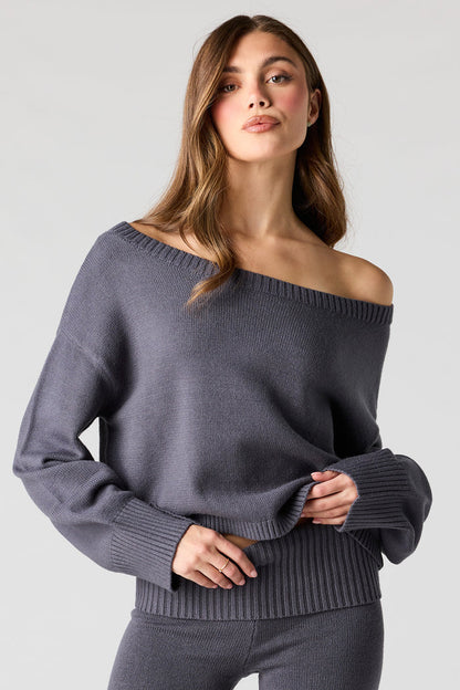 Off Shoulder Boxy Sweater