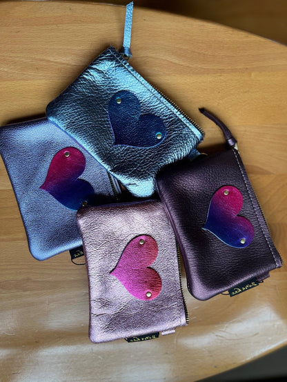 Ombré Heart Mini Soft Leather Pouch
