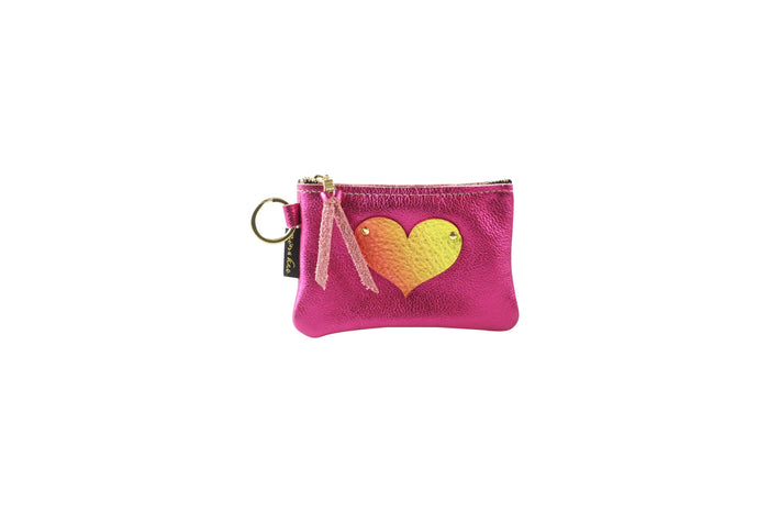 Ombré Heart Mini Soft Leather Pouch