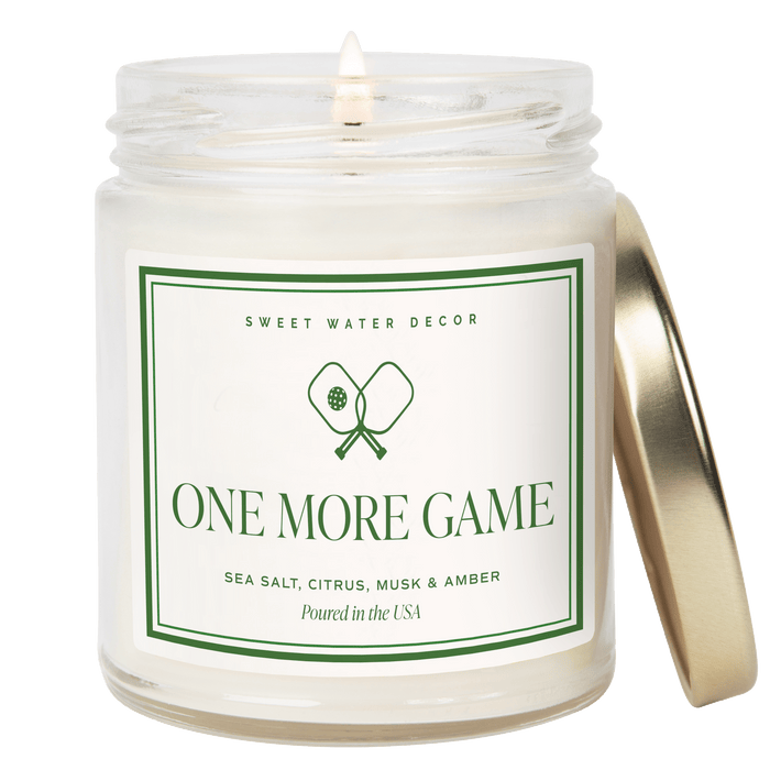 One More Pickleball Game Soy Candle - Clear Jar - 9 oz - Sweet Water Decor - Candles