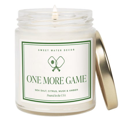 One More Pickleball Game Soy Candle - Clear Jar - 9 oz - Sweet Water Decor - Candles