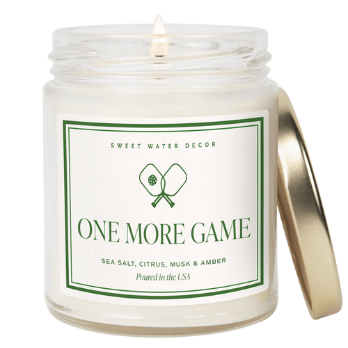 One More Pickleball Game Soy Candle - Clear Jar - 9 oz - Sweet Water Decor - Candles