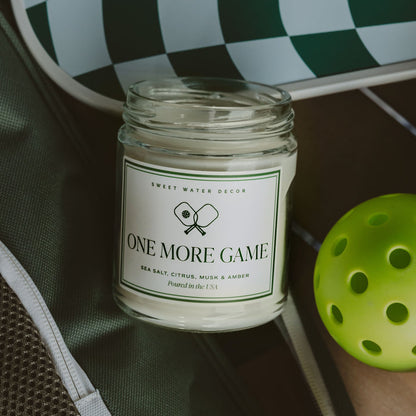 One More Pickleball Game Soy Candle - Clear Jar - 9 oz - Sweet Water Decor - Candles