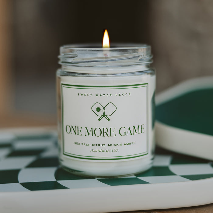 One More Pickleball Game Soy Candle - Clear Jar - 9 oz - Sweet Water Decor - Candles