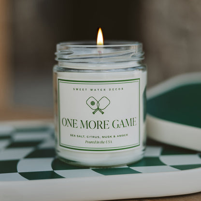 One More Pickleball Game Soy Candle - Clear Jar - 9 oz - Sweet Water Decor - Candles