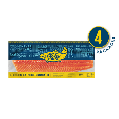 Original Honey Smoked Salmon® — Four Packages of Whole Sides