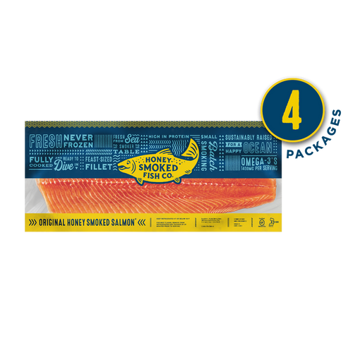 Original Honey Smoked Salmon® — Four Packages of Whole Sides