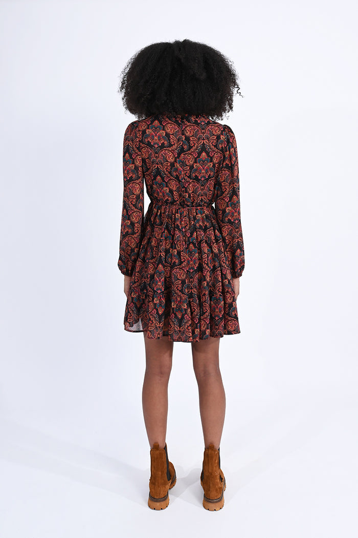 Paisley Print Mini Skater Dress by Molly Bracken