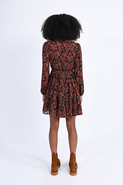 Paisley Print Mini Skater Dress by Molly Bracken