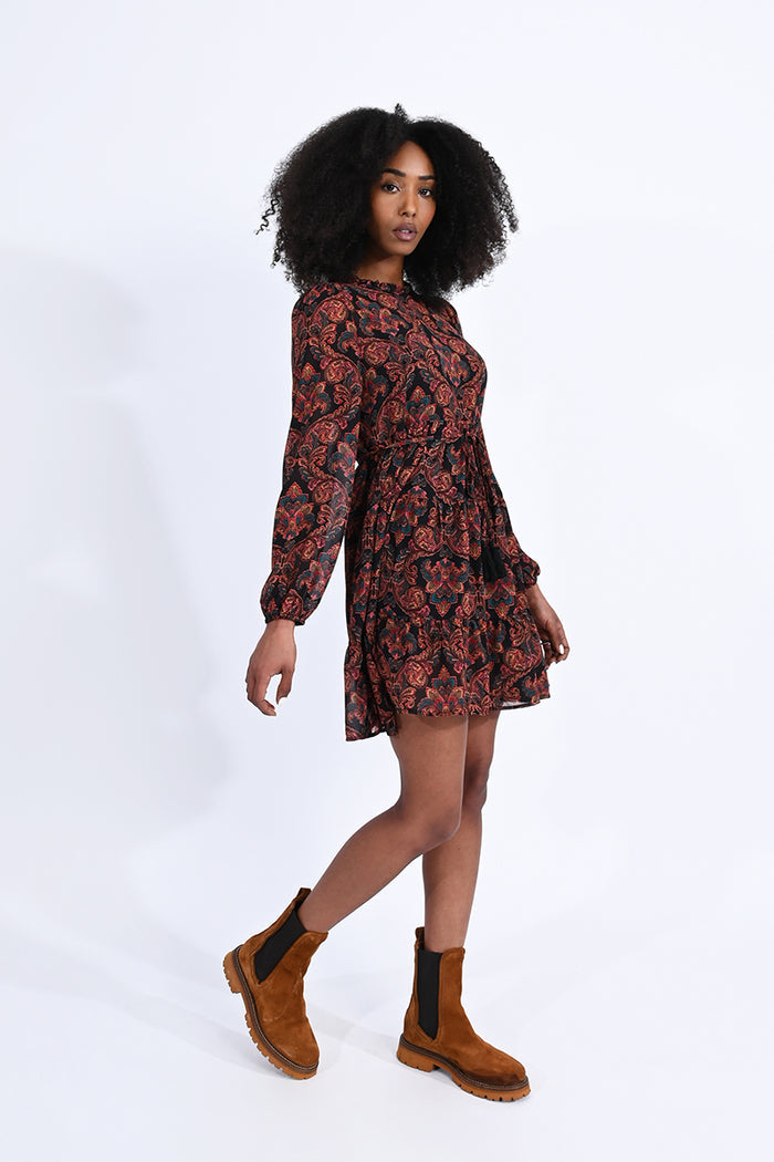 Paisley Print Mini Skater Dress by Molly Bracken
