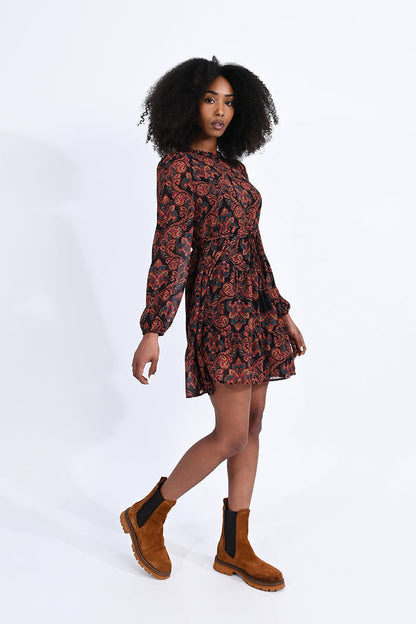 Paisley Print Mini Skater Dress by Molly Bracken