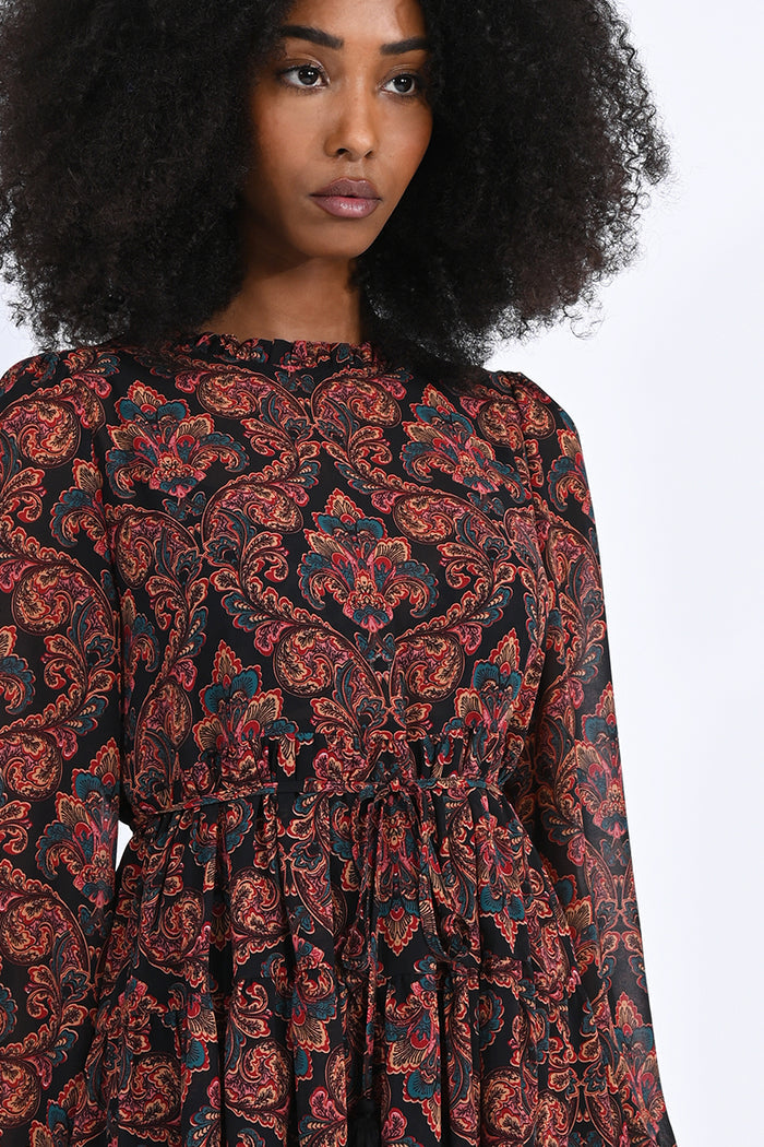 Paisley Print Mini Skater Dress by Molly Bracken