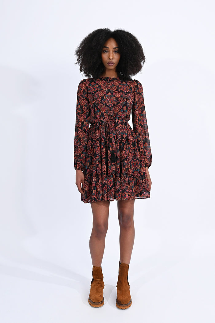 Paisley Print Mini Skater Dress by Molly Bracken
