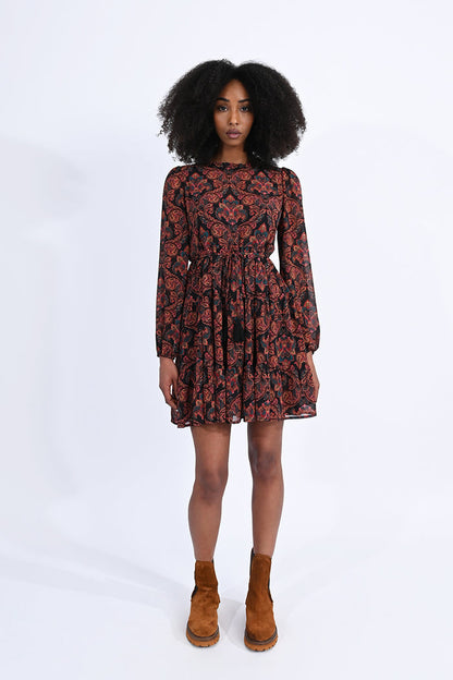Paisley Print Mini Skater Dress by Molly Bracken