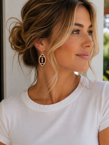 Pave Crystal Football Earrings