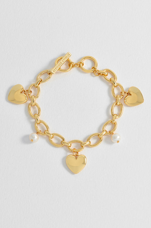 Pearl and Heart Charm Bracelet
