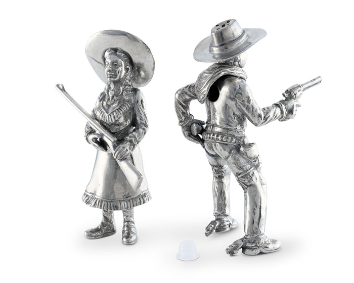 Pewter Cowpoke Couple Salt & Pepper Set
