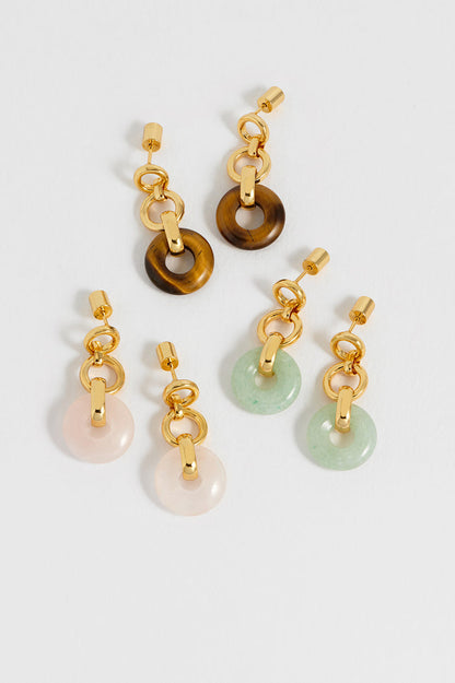 Pink Graduated Round Link Drop Earrings