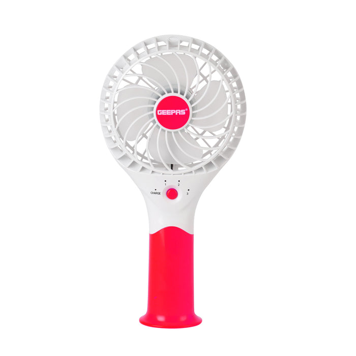 Pink Three-Speed Rechargeable Handheld Fan