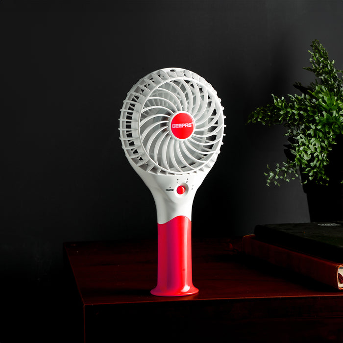 Pink Three-Speed Rechargeable Handheld Fan