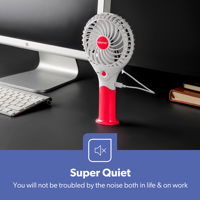 Pink Three-Speed Rechargeable Handheld Fan