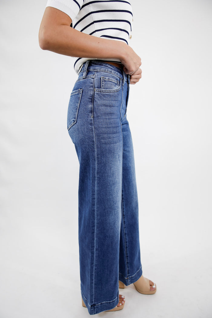 Polished Ease High Rise Wide Leg Trouser Jeans