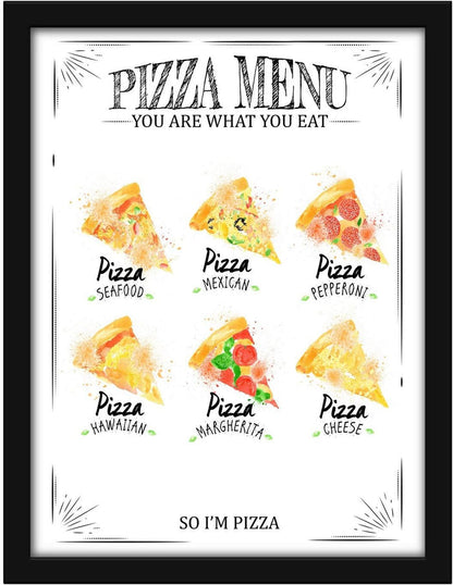 Poster Hub Pizza Menu White Kitchen Art Decor