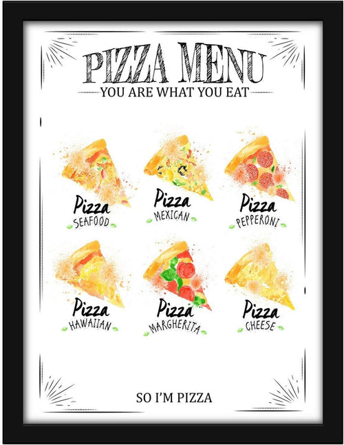 Poster Hub Pizza Menu White Kitchen Art Decor
