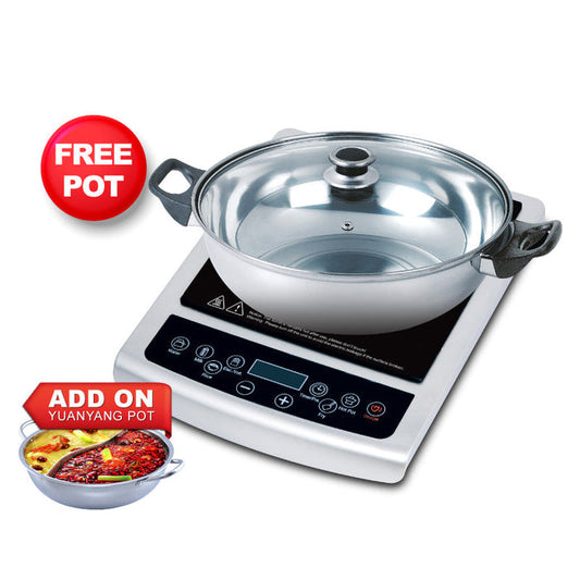 PowerPac Induction Cooker Steamboat with Stainless Steel Pot + Stainless Steel YuanYang pot (PPIC848+ YY Pot)