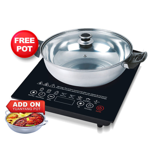 PowerPac Steamboat Induction Cooker with Stainless Steel Pot + Stainless Steel YuanYang pot (PPIC888A+YY Pot)