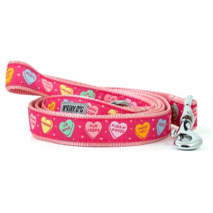 The Worthy Dog Leashes SM Puppy Love Hearts Pink Dog Leash - 2 Sizes