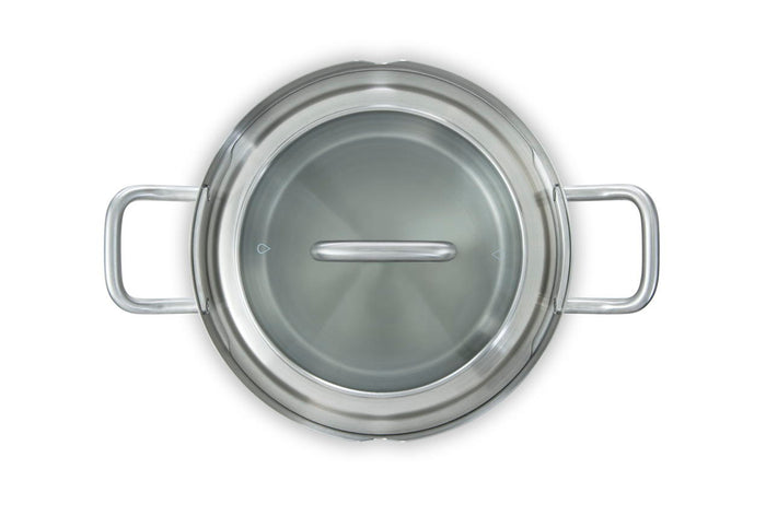 Q-linair Master Glas pannenset 5-delig zilver bovenaanzicht