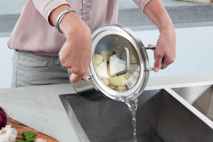 Q-linair Master Glas pannenset 5-delig zilver met aardappelen
