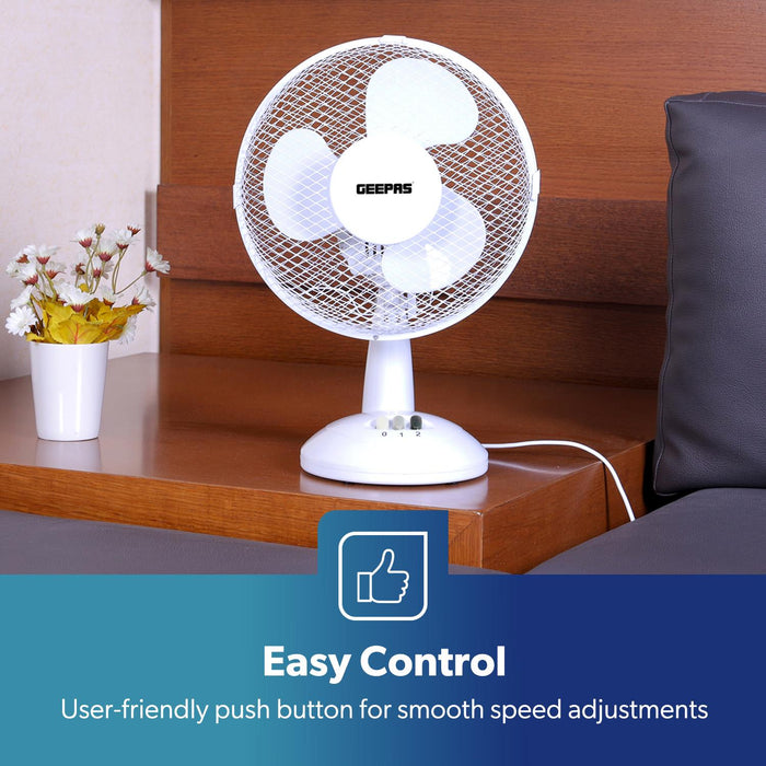 Quiet 9-Inch White Electric Portable Desk Fan