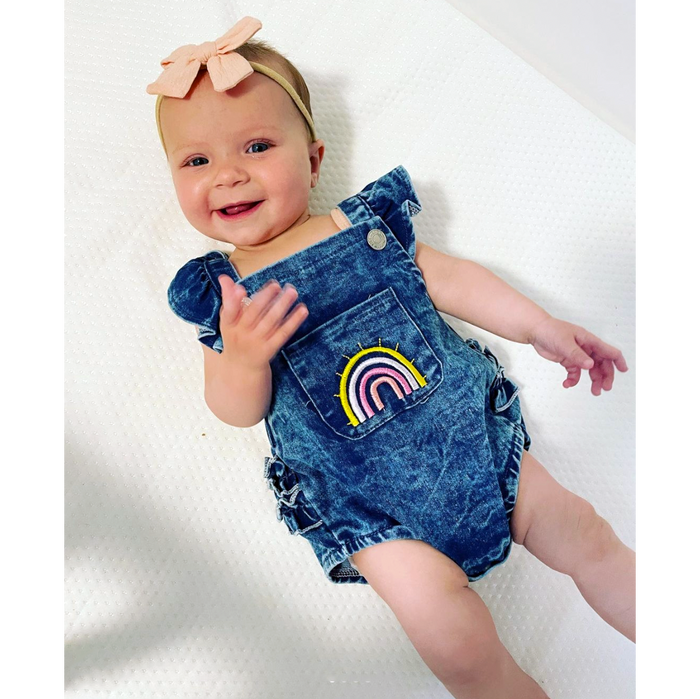 RAINBOW Denim Ruffle Romper