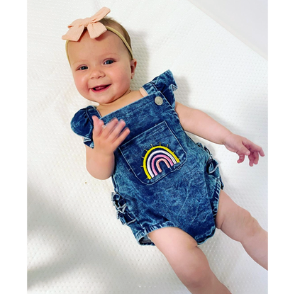 RAINBOW Denim Ruffle Romper