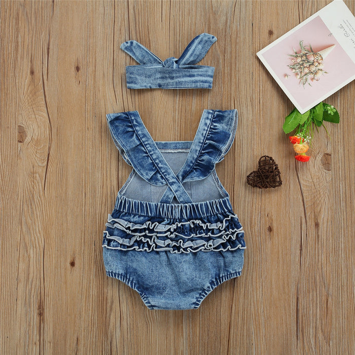 RAINBOW Denim Ruffle Romper