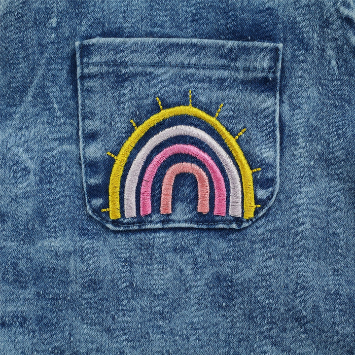 RAINBOW Denim Ruffle Romper