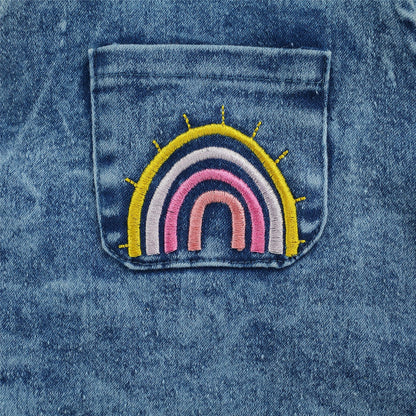 RAINBOW Denim Ruffle Romper