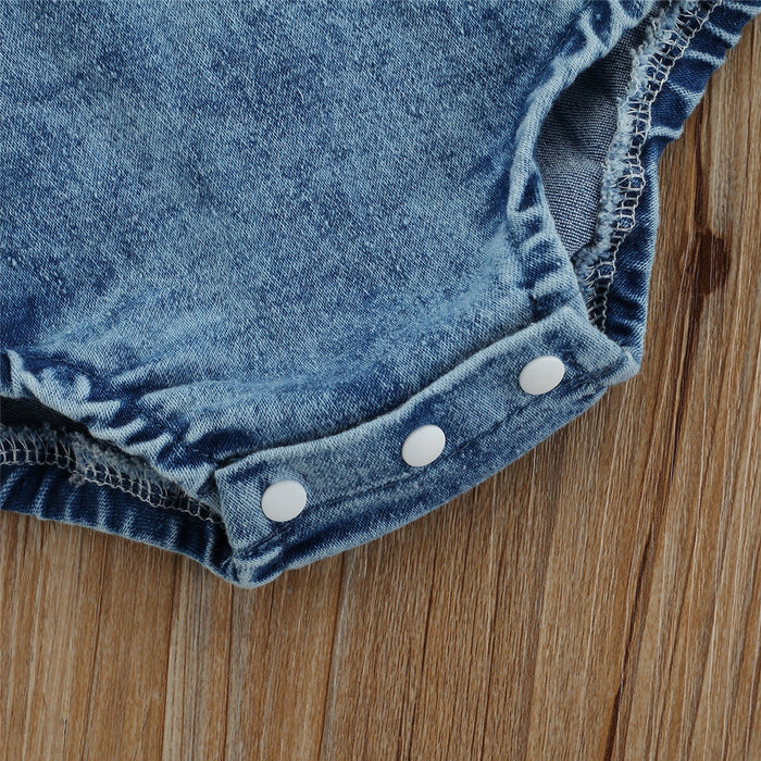 RAINBOW Denim Ruffle Romper