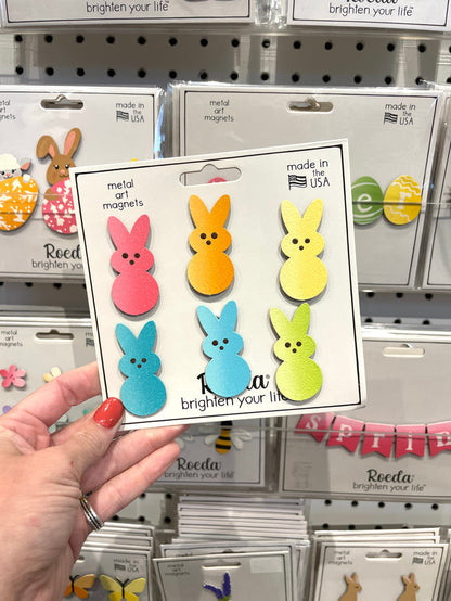 Rainbow Marshmallow Bunny Magnets S/6