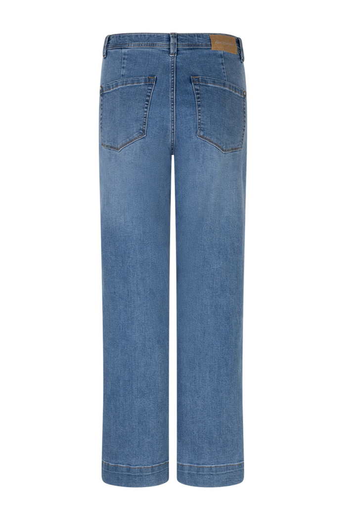 Red Button SRB4760 Conny Pressed Crease Mid Stone L28 jeans by Red Button shop at Dotique casual wide leg denim back view