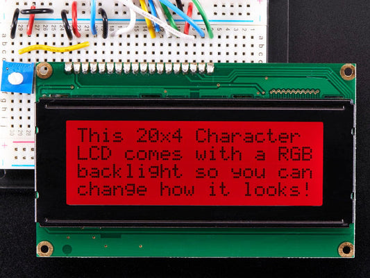 RGB backlight positive LCD 20x4 + extras (black on RGB) by The Pi Hut - The Pi Hut