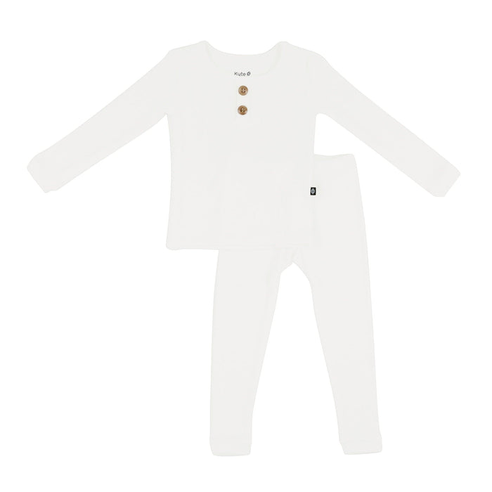 Kyte Baby Ribbed Henley Set in Cloud
