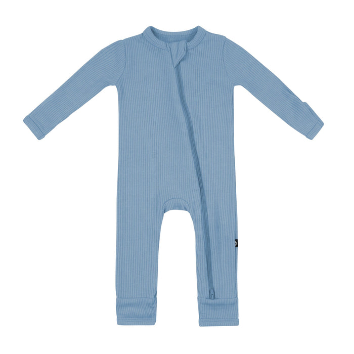 Kyte Baby Ribbed Zippered Romper in Slate