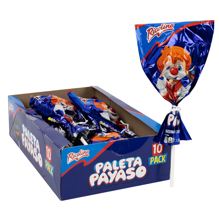 Ricolino Paleta Payaso Lollipop Box - 10 Count
